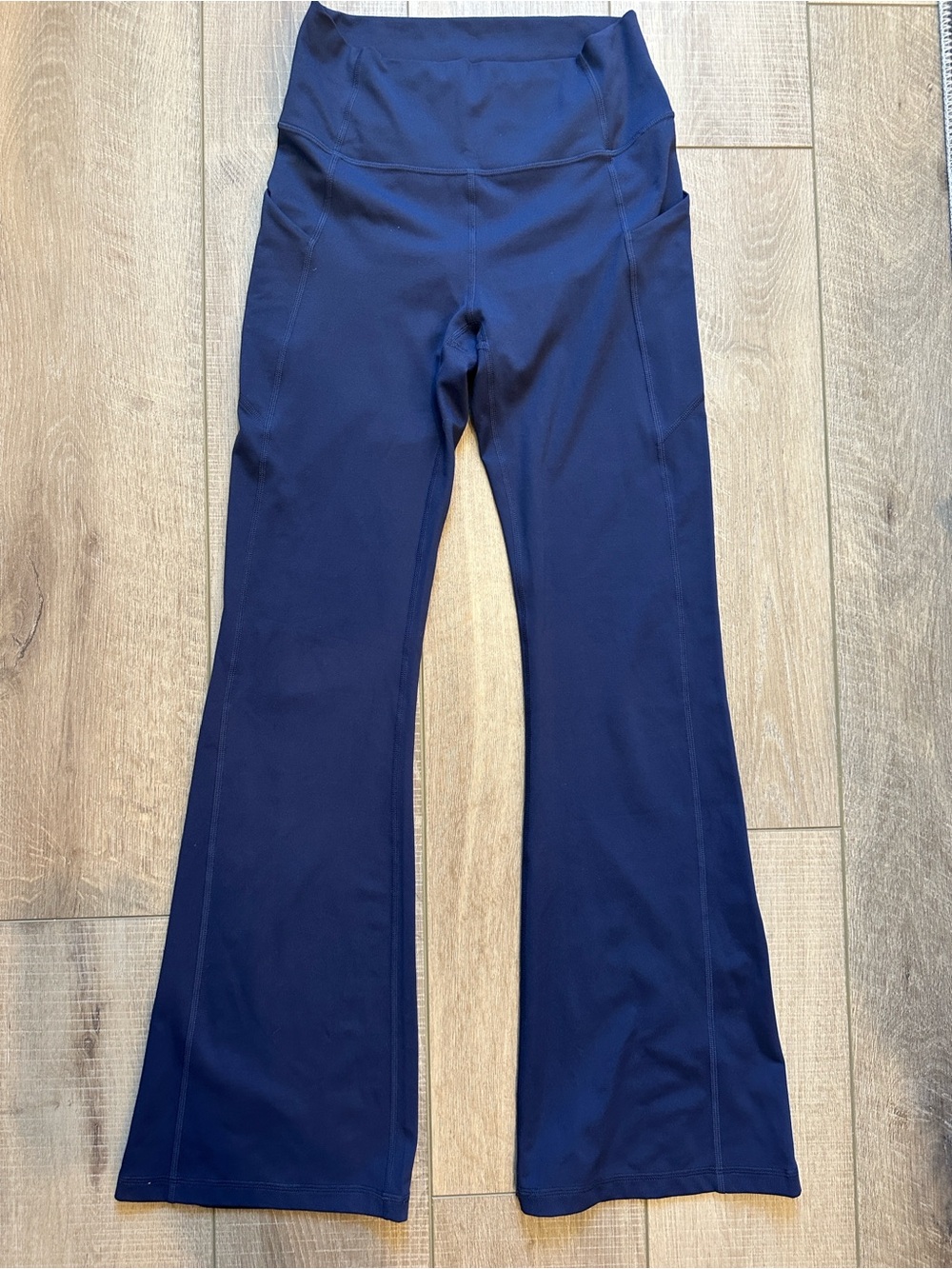Fabletics PureLuxe Logo Active Flare Leggings in Navy